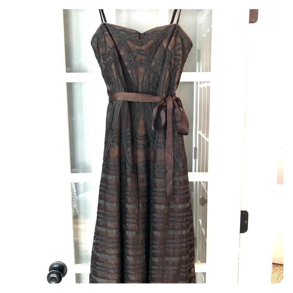 BCBG MaxAzria brown Cathedral dress